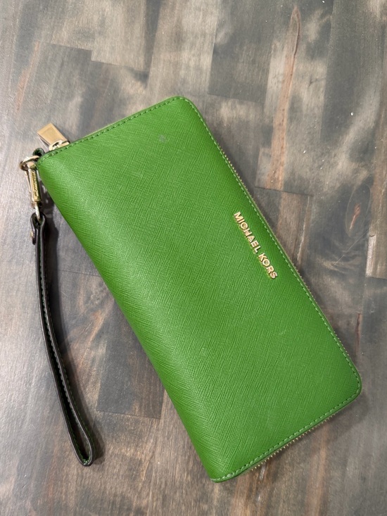 Michael Kors Handbags - Michael Kors Green Saffiano Zip-Around Wristlet Wallet